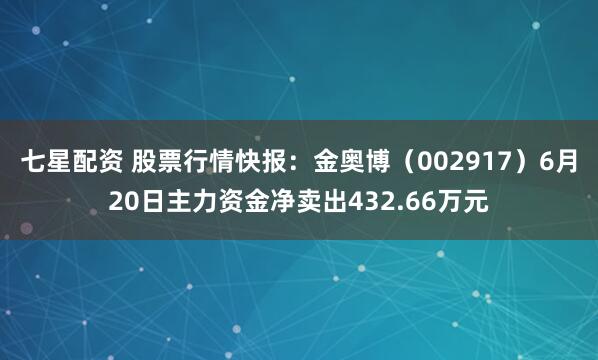 七星配资 股票行情快报：金奥博（002917）6月20日主力资金净卖出432.66万元